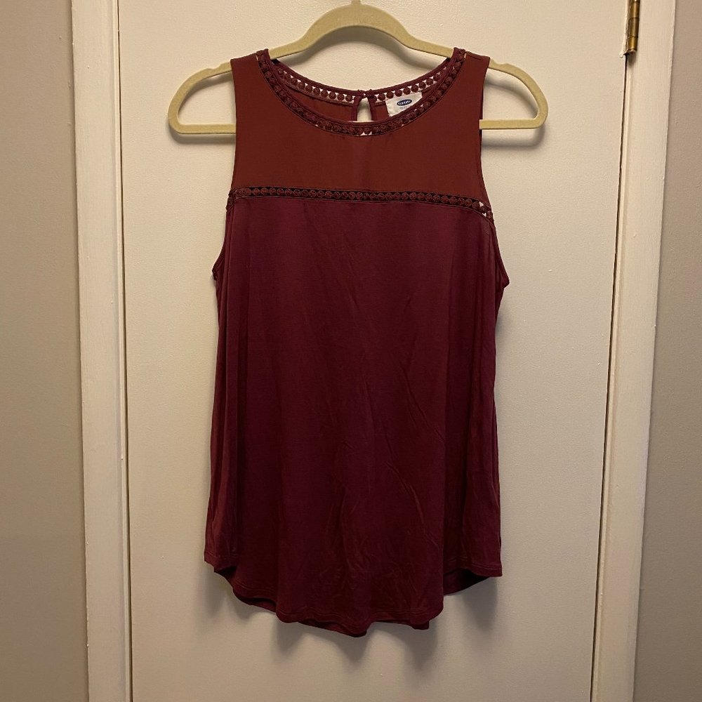 Old Navy Tank with Lace & Mesh Detailing - Maroon